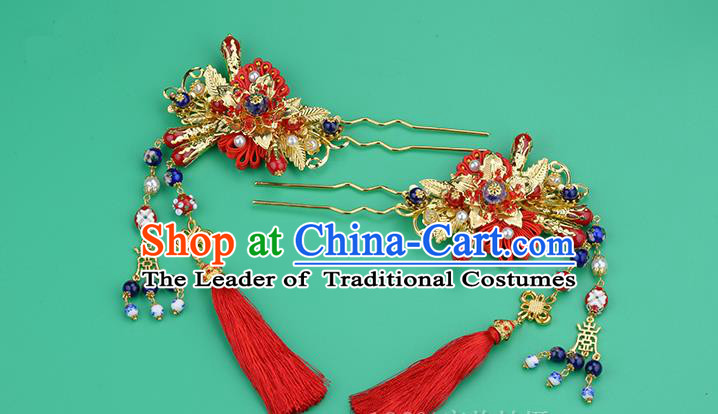 Chinese Ancient Style Hair Jewelry Accessories, Hairpins, Princess Hanfu Xiuhe Suit Wedding Bride Hair Accessories for Women