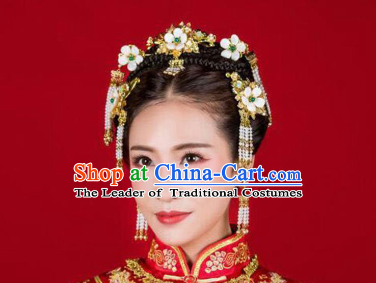 Chinese Ancient Style Hair Jewelry Accessories, Hairpins, Princess Hanfu Xiuhe Suit Wedding Bride Hair Accessories, Headwear Set for Women