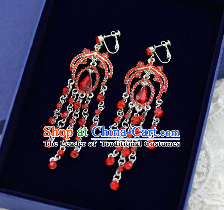 Traditional Wedding Jewelry Accessories, Palace Princess Bride Accessories, Wedding Earring, Baroco Style Long Earrings for Women