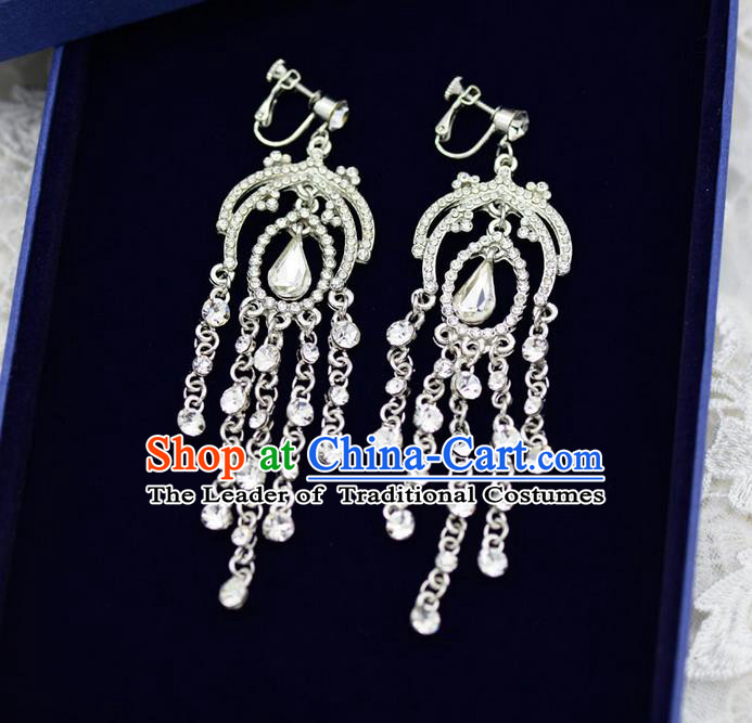 Traditional Wedding Jewelry Accessories, Palace Princess Bride Accessories, Wedding Earring, Baroco Style Long Earrings for Women