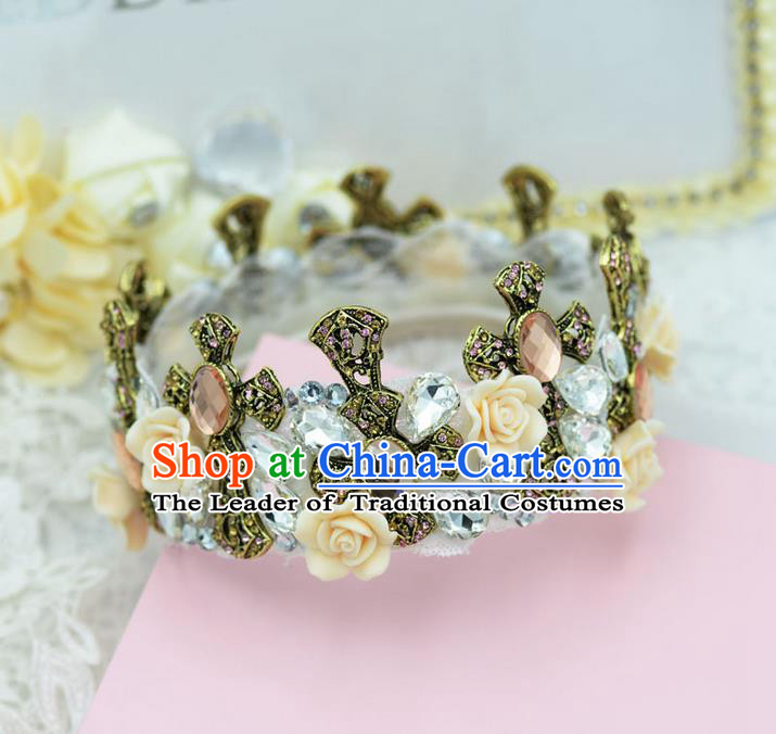 Traditional Jewelry Accessories, Palace Princess Bride Royal Crown, Queen Engagement Royal Crown, Wedding Hair Accessories, Baroco Style Crystal Headwear for Women