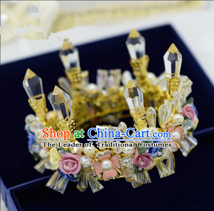 Traditional Jewelry Accessories, Palace Princess Bride Royal Crown, Engagement Royal Crown, Wedding Hair Accessories, Baroco Style Crystal Headwear for Women