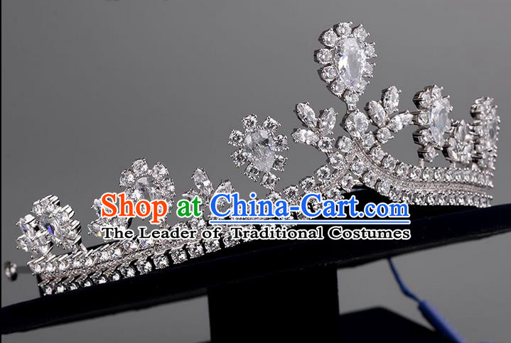 Traditional Jewelry Accessories, Palace Princess Bride Royal Crown, Engagement Royal Crown, Wedding Hair Accessories, Baroco Style Crystal Zircon Headwear for Women