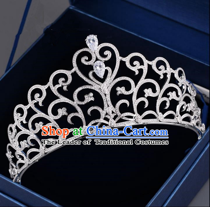 Traditional Jewelry Accessories, Palace Princess Bride Royal Crown, Queen Engagement Royal Crown, Wedding Hair Accessories, Baroco Style Crystal Zircon Headwear for Women