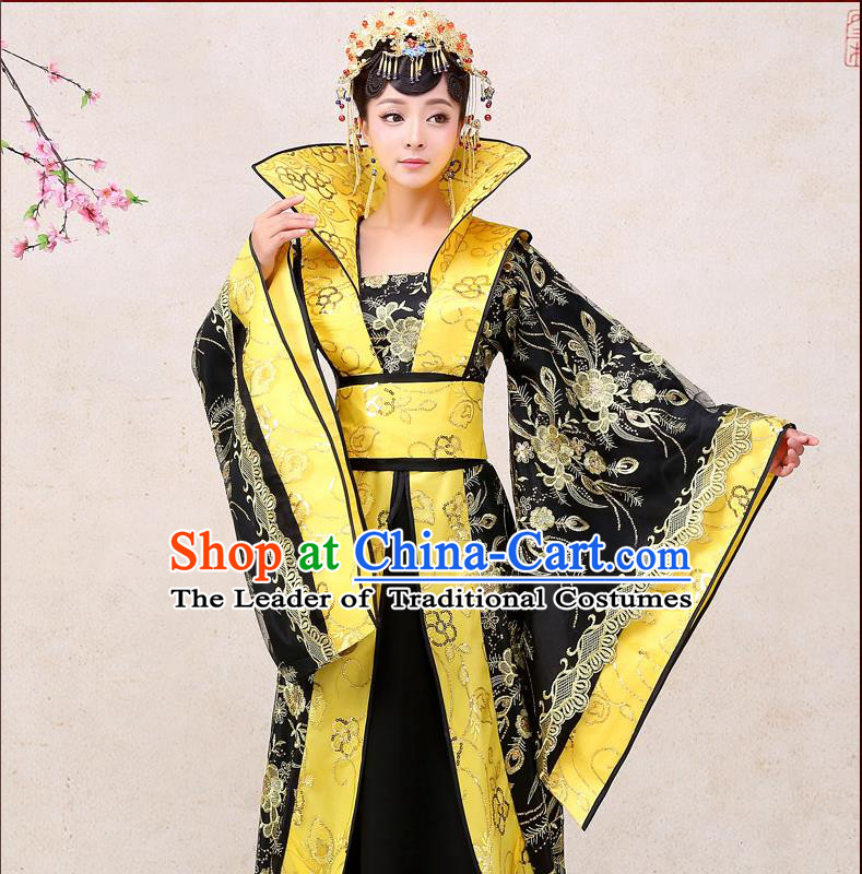 Ancient Chinese Palace Empress Costumes Complete Set, Tang Dynasty, Hanfu, Ancient Palace Queen Wedding Red Dress Suits For Women