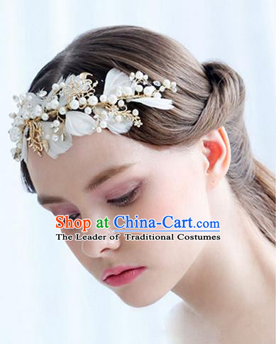 Traditional Jewelry Accessories, Princess Hair Accessories, Bride Wedding Hair Accessories, Headwear, Baroco Style Feather Hair Claw for Women