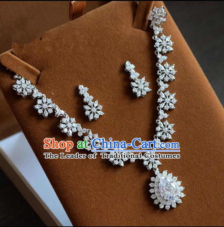 Traditional Jewelry Accessories, Princess Accessories, Bride Wedding Jewelry, Zircon Earrings, Baroco Style Necklace Set  for Women