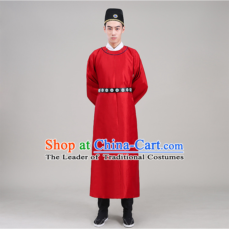 Tang Dynasty robes Traditional Regular Robe Tang Suit Cotton and linen Round Collar Round Neck attach collar Costume stage clothes Show