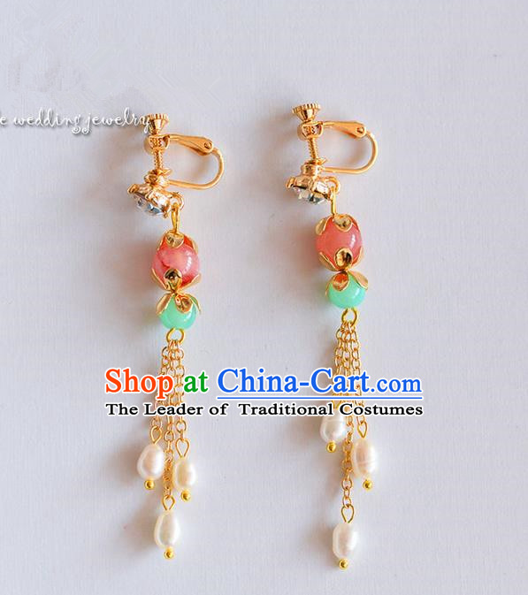 Chinese Ancient Style Jewelry Accessories, Earring, Hanfu Xiuhe Suits Wedding Bride Earrings for Women