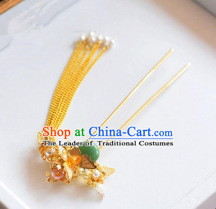 Chinese Ancient Style Hair Jewelry Accessories, Hairpins, Hanfu Xiuhe Suits Wedding Bride Headwear, Headdress, Imperial Empress Handmade Hair Fascinator for Women