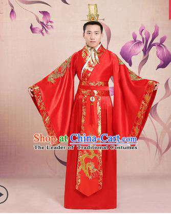 Ancient Chinese Palace Emperor Costumes Complete Set, Tang Dynasty Ancient Palace Majesty Wedding Clothing, Imperial King Robe Suits for Men