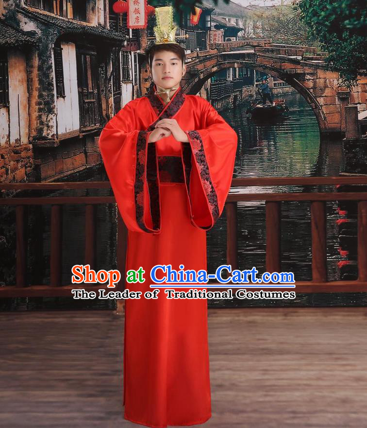 Ancient Chinese Palace Emperor Costumes Complete Set, Han Dynasty Ancient Palace Majesty Clothing, Imperial King Robe Suits for Men