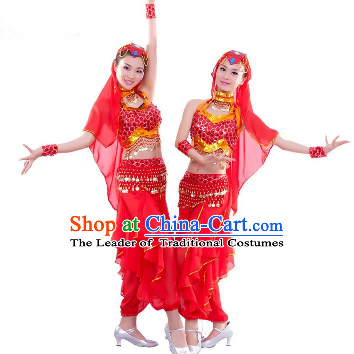 Traditional Indian Dancing Costume, Folk Dance Ethnic Costume, Chinese Xinjiang Nationality Dancing Costumes, Belly Dance Cloth for Women