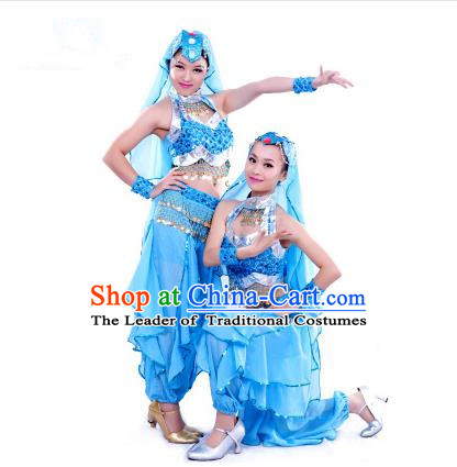 Traditional Indian Dancing Costume, Folk Dance Ethnic Costume, Chinese Xinjiang Nationality Dancing Costumes, Belly Dance Cloth for Women