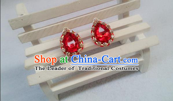 Chinese Wedding Jewelry Accessories, Traditional Xiuhe Suits Wedding Bride Earrings, Ancient Chinese Crystal Earrings