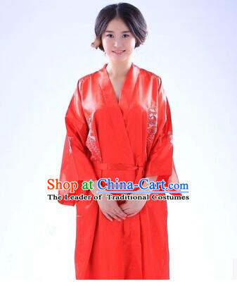 Kimono Japanese Traditional Clothes Stage Show Wafuku Aristolochia ringens Tomesode Red