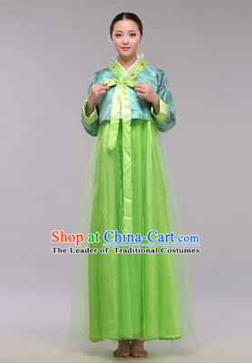 Korean Traditional Dress Women Clothes Show Costumes Korean Traditional Dress Show Stage Dancing Long Skirt Blue Top Green Skirt
