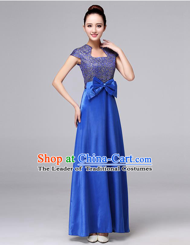 Chinese Classic Stage Performance Chorus Singing Group Dance Costumes, Chorus Competition Costume, Compere Costumes for Women