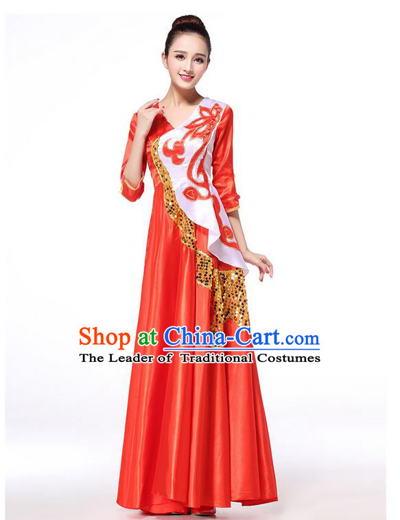 Chinese Classic Stage Performance Chorus Singing Group Dance Costumes, Chorus Competition Costume, Compere Costumes for Women