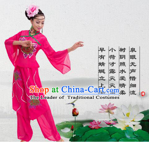 Traditional Chinese Yangge Fan Dancing Costume, Folk Dance Yangko Costume for Women