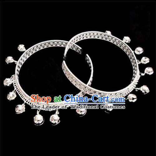 Traditional Chinese Miao Ethnic Minority Bracelet Miao Ethnic Silver Jewelry Accessories Bells Bracelet