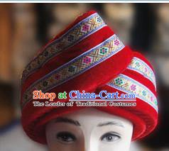 Chinese Traditional Miao Minority Hmong Folk Ethnic Hat, Tujia Minority Embroidery Hat for Men