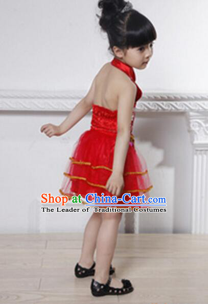 Skirt For Children Girl Qipao Style Chinese Traditional Summer Princess Dress Red