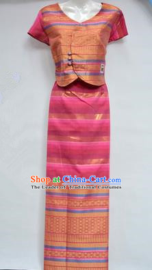 Traditional Asian Thai Dance Costume Complete Set, Chinese Dai Nationality Clothing for Women