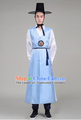 Korean Traditional Formal Dress for Men Clothes Traditional Korean Costumes Full Dress Formal Attire Ceremonial Dress Court Dark Blue