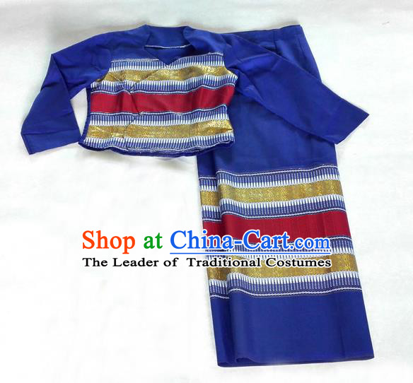 Traditional Asian Thai Costume Complete Set, Thai Top Grade Silk Fabrics Suit for Women