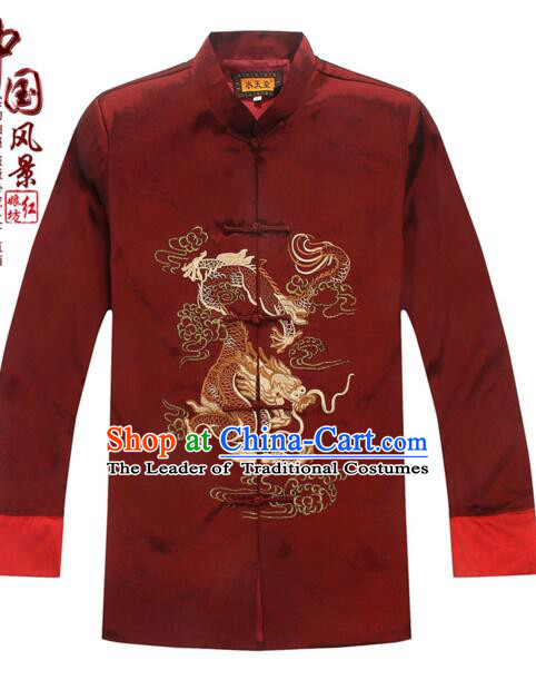 Men Coat Tang Suit Chinese Style Garment Traditional Dress Top Stage Costume