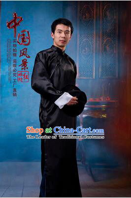 Chinese Traditional Dress Wu Si Period Men Stage Costume Lu Xun Chinese Long Garment