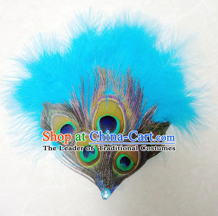 Traditional Chinese Yangge Hair Accessories, Fan Dancing Headwear, Folk Dance Yangko Headdress, China National Minority Peacock Dancing Stage Accessories