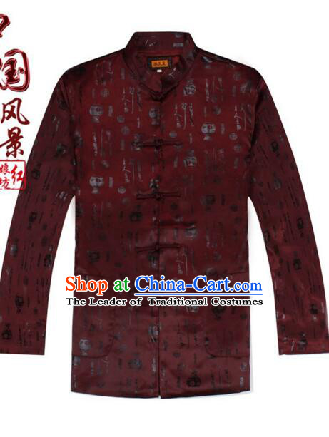 Tang Suit for Men Coat Long Sleeves Chinese Style Dress Traditional