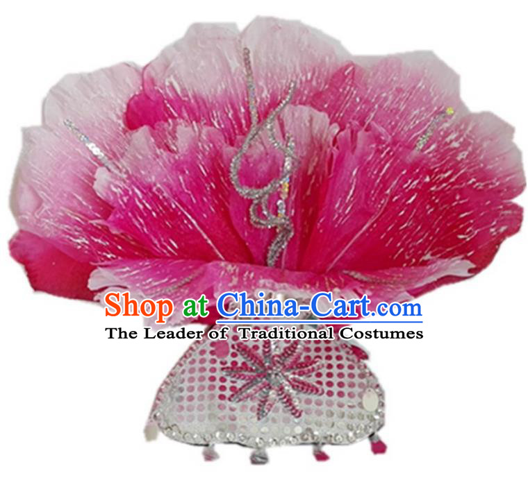 Traditional Chinese Yangge Hair Accessories, Fan Dancing Headwear, Folk Dance Yangko Headdress, China National Minority Peacock Dancing Stage Accessories