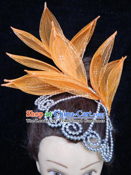 Traditional Chinese Yangge Hair Accessories, Fan Dancing Headwear, Folk Dance Yangko Peacock Dance Headdress, Stage Accessories