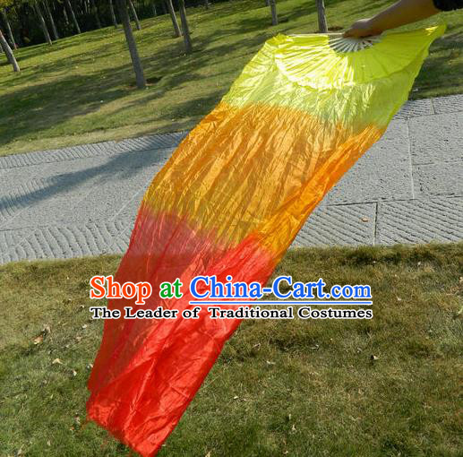 1.8 Meters Pure Silk Long Color Change Chinese Dance Folk Dance Hand Fans Yangge Dance Hand Fan Oriental Fan