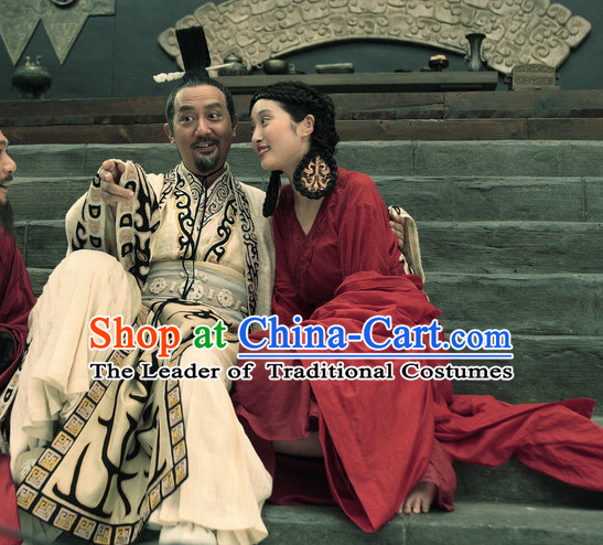 Chinese Ancient Film Costumes Emperor Long Robes and Coronet Complete Set for Men