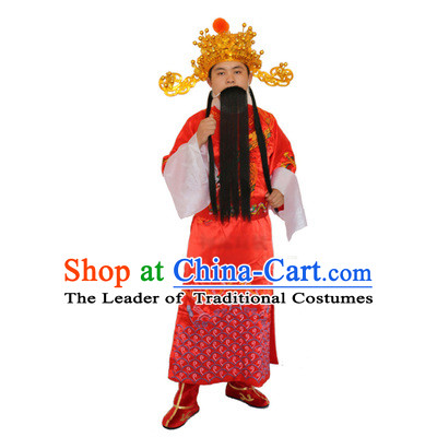 Ancient Chinese God Of Wealth Costume Accessories Set Caishen New Year Celebration Clothing Caishen Dress For Men