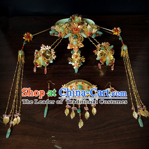 Chinese Ancient Style Hair Jewelry Accessories, Hairpins, Hanfu Xiuhe Suits Wedding Bride Headwear, Headdress, Imperial Empress Handmade Hair Fascinators for Women