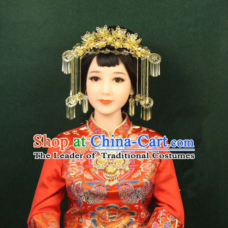Chinese Ancient Style Hair Jewelry Accessories, Hairpins, Tang Dynasty Xiuhe Suits Wedding Bride Headwear, Headdress, Imperial Empress Handmade Phoenix Hair Fascinators for Women
