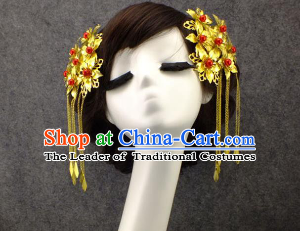 Chinese Ancient Style Hair Jewelry Accessories, Xiuhe Suit Tang Dynasty Hairpins, Headwear, Headdress, Hair Fascinators for Women