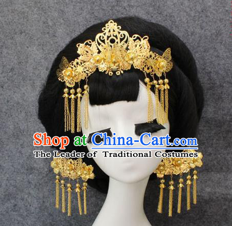 Chinese Ancient Style Hair Jewelry Accessories, Hairpins, Hanfu Xiuhe Suit Wedding Bride Phoenix Coronet, Hair Accessories for Women