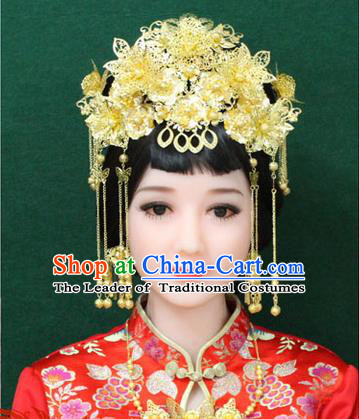 Chinese Ancient Style Hair Jewelry Accessories, Hairpins, Hanfu Xiuhe Suit Wedding Bride Phoenix Coronet, Hair Accessories for Women