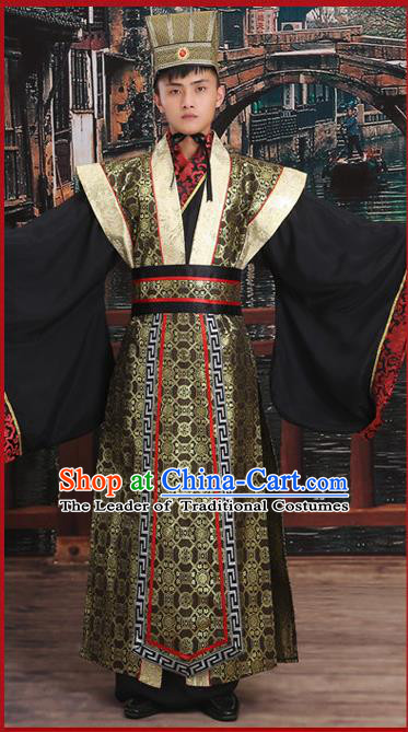 Ancient Chinese Palace Cosplay King Costumes Complete Set, Hanfu, Han Dynasty Traditional Palace Emperor Wedding Dress Suits For Men