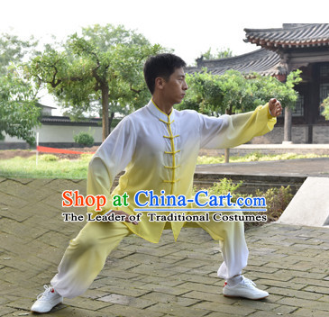 Top Color Transition Kung Fu Outfit Martial Arts Uniform Kung Fu Training Clothing Gongfu Flax Suits for Men Women Adults Children