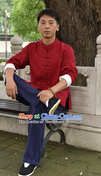 Top Mandarin Kung Fu Outfit Martial Arts Uniform Kung Fu Training Clothing Gongfu Flax Suits for Men Women Adults Children