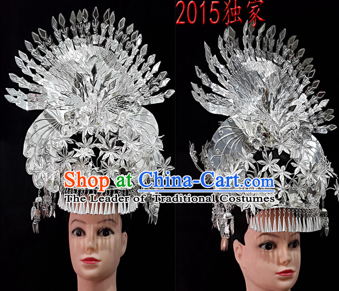 Chinese Princess Miao Tribe Headwear Silver Hat Phoenix Headwear