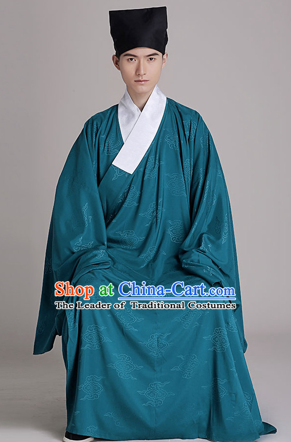 Chinese National Costumes Clothing and Hat Complete Set for Men