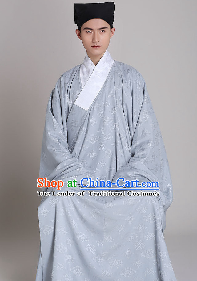 Chinese Style Dresses Kimono Dress Clothing and Hat Complete Set for Men